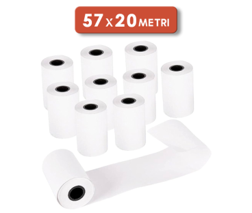 ROTOLI CARTA TERMICA PER POS MM 57X20 METRI (10PZ)