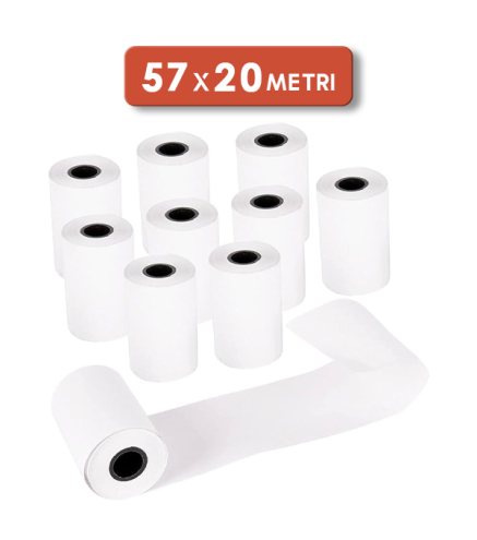 ROTOLI CARTA TERMICA PER POS MM 57X20 METRI (10PZ)
