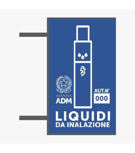 INSEGNA ADM A BANDIERA BIFACCIALE PER LIQUIDI DA INALAZIONE